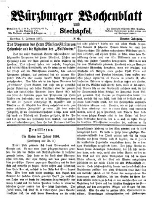 Würzburger Wochenblatt und Stechäpfel (Würzburger Stechäpfel) Samstag 9. Februar 1867