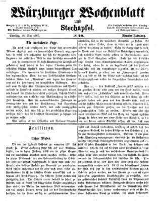 Würzburger Wochenblatt und Stechäpfel (Würzburger Stechäpfel) Samstag 18. Mai 1867