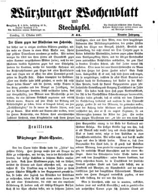 Würzburger Wochenblatt und Stechäpfel (Würzburger Stechäpfel) Samstag 12. Oktober 1867