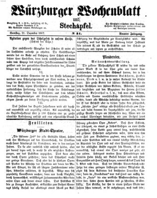 Würzburger Wochenblatt und Stechäpfel (Würzburger Stechäpfel) Samstag 21. Dezember 1867