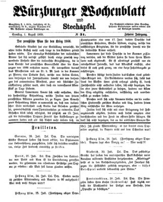 Würzburger Wochenblatt und Stechäpfel (Würzburger Stechäpfel) Samstag 1. August 1868