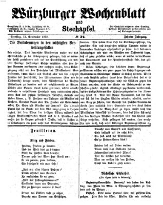 Würzburger Wochenblatt und Stechäpfel (Würzburger Stechäpfel) Samstag 12. September 1868