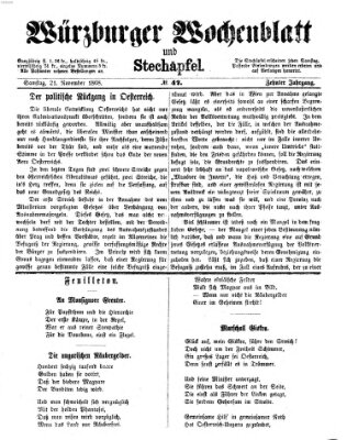 Würzburger Wochenblatt und Stechäpfel (Würzburger Stechäpfel) Samstag 21. November 1868