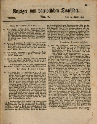 Patriotisches Tageblatt Freitag 19. April 1805