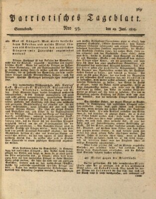 Patriotisches Tageblatt Samstag 29. Juni 1805