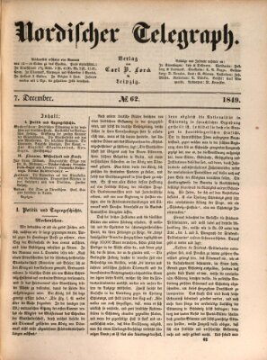 Nordischer Telegraph Freitag 7. Dezember 1849