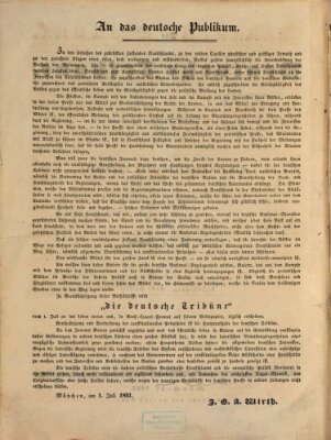 Deutsche Tribüne Freitag 1. Juli 1831