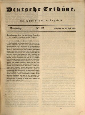 Deutsche Tribüne Donnerstag 21. Juli 1831