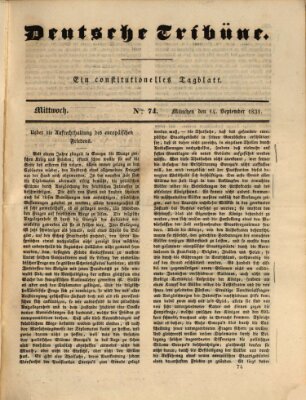 Deutsche Tribüne Mittwoch 14. September 1831