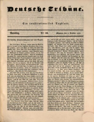 Deutsche Tribüne Sonntag 2. Oktober 1831