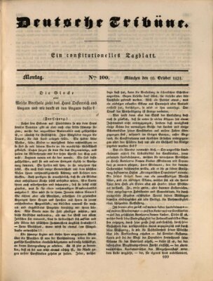 Deutsche Tribüne Montag 10. Oktober 1831