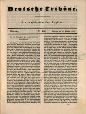 Deutsche Tribüne Samstag 15. Oktober 1831