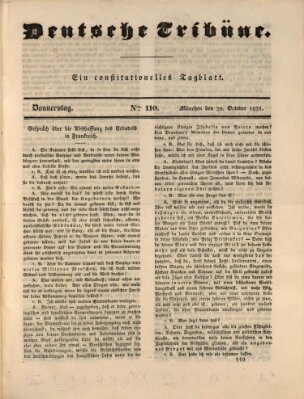 Deutsche Tribüne Donnerstag 20. Oktober 1831