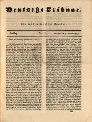 Deutsche Tribüne Freitag 21. Oktober 1831