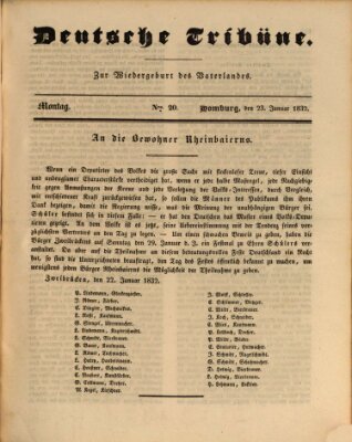 Deutsche Tribüne Montag 23. Januar 1832