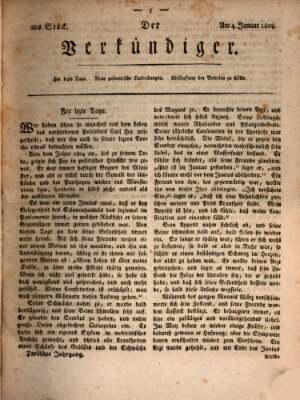 Der Verkündiger oder Zeitschrift für die Fortschritte und neuesten Beobachtungen, Entdeckungen und Erfindungen in den Künsten und Wissenschaften und für gegenseitige Unterhaltung Montag 4. Januar 1808