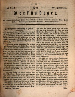 Der Verkündiger oder Zeitschrift für die Fortschritte und neuesten Beobachtungen, Entdeckungen und Erfindungen in den Künsten und Wissenschaften und für gegenseitige Unterhaltung Freitag 15. Januar 1808