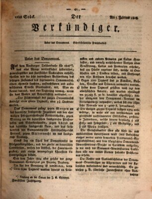 Der Verkündiger oder Zeitschrift für die Fortschritte und neuesten Beobachtungen, Entdeckungen und Erfindungen in den Künsten und Wissenschaften und für gegenseitige Unterhaltung Freitag 5. Februar 1808