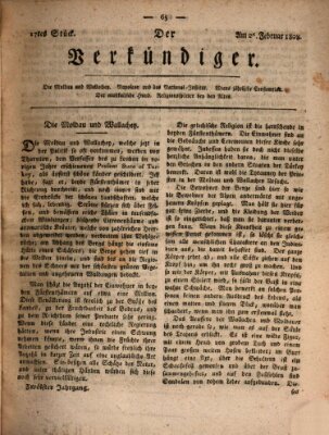 Der Verkündiger oder Zeitschrift für die Fortschritte und neuesten Beobachtungen, Entdeckungen und Erfindungen in den Künsten und Wissenschaften und für gegenseitige Unterhaltung Freitag 26. Februar 1808