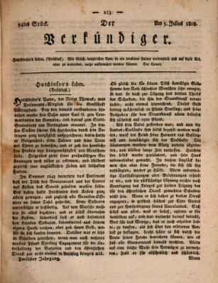 Der Verkündiger oder Zeitschrift für die Fortschritte und neuesten Beobachtungen, Entdeckungen und Erfindungen in den Künsten und Wissenschaften und für gegenseitige Unterhaltung Dienstag 5. Juli 1808