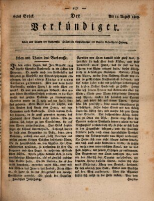 Der Verkündiger oder Zeitschrift für die Fortschritte und neuesten Beobachtungen, Entdeckungen und Erfindungen in den Künsten und Wissenschaften und für gegenseitige Unterhaltung Freitag 12. August 1808