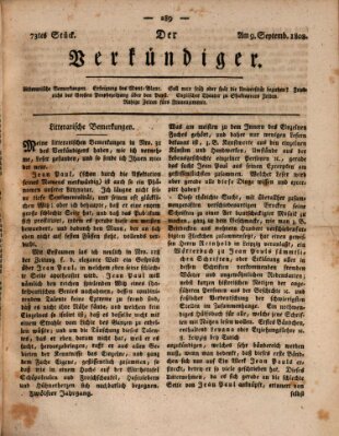 Der Verkündiger oder Zeitschrift für die Fortschritte und neuesten Beobachtungen, Entdeckungen und Erfindungen in den Künsten und Wissenschaften und für gegenseitige Unterhaltung Freitag 9. September 1808