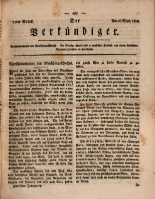 Der Verkündiger oder Zeitschrift für die Fortschritte und neuesten Beobachtungen, Entdeckungen und Erfindungen in den Künsten und Wissenschaften und für gegenseitige Unterhaltung Freitag 16. September 1808