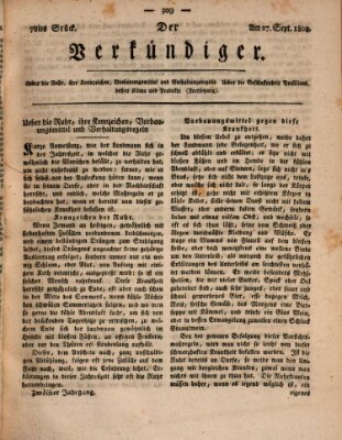 Der Verkündiger oder Zeitschrift für die Fortschritte und neuesten Beobachtungen, Entdeckungen und Erfindungen in den Künsten und Wissenschaften und für gegenseitige Unterhaltung Dienstag 27. September 1808