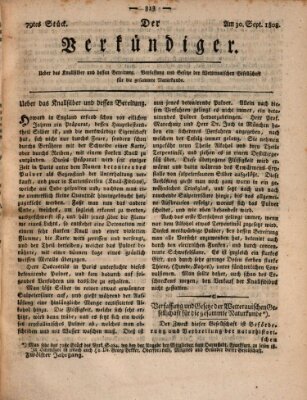 Der Verkündiger oder Zeitschrift für die Fortschritte und neuesten Beobachtungen, Entdeckungen und Erfindungen in den Künsten und Wissenschaften und für gegenseitige Unterhaltung Freitag 30. September 1808