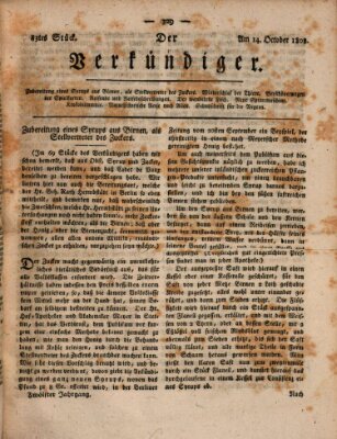 Der Verkündiger oder Zeitschrift für die Fortschritte und neuesten Beobachtungen, Entdeckungen und Erfindungen in den Künsten und Wissenschaften und für gegenseitige Unterhaltung Freitag 14. Oktober 1808