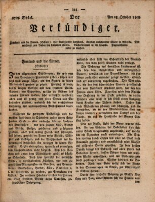 Der Verkündiger oder Zeitschrift für die Fortschritte und neuesten Beobachtungen, Entdeckungen und Erfindungen in den Künsten und Wissenschaften und für gegenseitige Unterhaltung Freitag 28. Oktober 1808