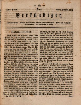 Der Verkündiger oder Zeitschrift für die Fortschritte und neuesten Beobachtungen, Entdeckungen und Erfindungen in den Künsten und Wissenschaften und für gegenseitige Unterhaltung Freitag 18. November 1808