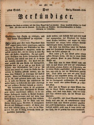 Der Verkündiger oder Zeitschrift für die Fortschritte und neuesten Beobachtungen, Entdeckungen und Erfindungen in den Künsten und Wissenschaften und für gegenseitige Unterhaltung Dienstag 29. November 1808