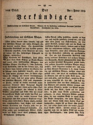 Der Verkündiger oder Zeitschrift für die Fortschritte und neuesten Beobachtungen, Entdeckungen und Erfindungen in den Künsten und Wissenschaften und für gegenseitige Unterhaltung Dienstag 7. Februar 1809