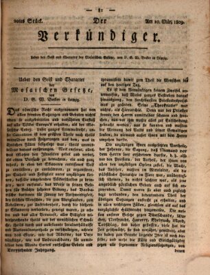 Der Verkündiger oder Zeitschrift für die Fortschritte und neuesten Beobachtungen, Entdeckungen und Erfindungen in den Künsten und Wissenschaften und für gegenseitige Unterhaltung Freitag 10. März 1809