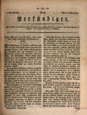 Der Verkündiger oder Zeitschrift für die Fortschritte und neuesten Beobachtungen, Entdeckungen und Erfindungen in den Künsten und Wissenschaften und für gegenseitige Unterhaltung Dienstag 28. März 1809