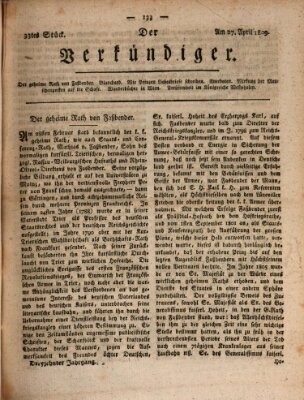 Der Verkündiger oder Zeitschrift für die Fortschritte und neuesten Beobachtungen, Entdeckungen und Erfindungen in den Künsten und Wissenschaften und für gegenseitige Unterhaltung Donnerstag 27. April 1809