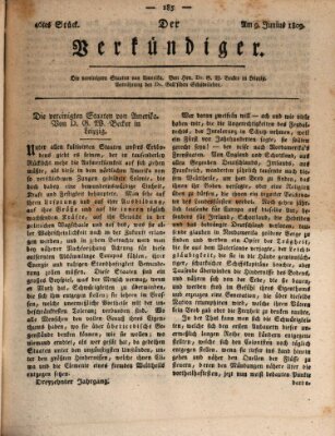 Der Verkündiger oder Zeitschrift für die Fortschritte und neuesten Beobachtungen, Entdeckungen und Erfindungen in den Künsten und Wissenschaften und für gegenseitige Unterhaltung Freitag 9. Juni 1809