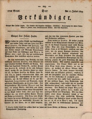 Der Verkündiger oder Zeitschrift für die Fortschritte und neuesten Beobachtungen, Entdeckungen und Erfindungen in den Künsten und Wissenschaften und für gegenseitige Unterhaltung Montag 17. Juli 1809