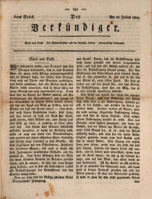 Der Verkündiger oder Zeitschrift für die Fortschritte und neuesten Beobachtungen, Entdeckungen und Erfindungen in den Künsten und Wissenschaften und für gegenseitige Unterhaltung Freitag 28. Juli 1809