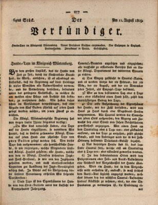 Der Verkündiger oder Zeitschrift für die Fortschritte und neuesten Beobachtungen, Entdeckungen und Erfindungen in den Künsten und Wissenschaften und für gegenseitige Unterhaltung Freitag 11. August 1809