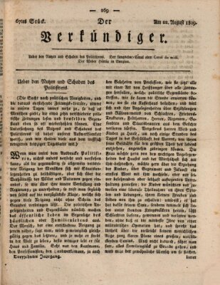 Der Verkündiger oder Zeitschrift für die Fortschritte und neuesten Beobachtungen, Entdeckungen und Erfindungen in den Künsten und Wissenschaften und für gegenseitige Unterhaltung Dienstag 22. August 1809