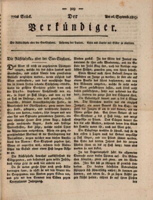 Der Verkündiger oder Zeitschrift für die Fortschritte und neuesten Beobachtungen, Entdeckungen und Erfindungen in den Künsten und Wissenschaften und für gegenseitige Unterhaltung Dienstag 26. September 1809