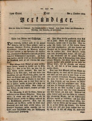 Der Verkündiger oder Zeitschrift für die Fortschritte und neuesten Beobachtungen, Entdeckungen und Erfindungen in den Künsten und Wissenschaften und für gegenseitige Unterhaltung Dienstag 3. Oktober 1809