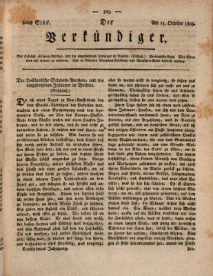 Der Verkündiger oder Zeitschrift für die Fortschritte und neuesten Beobachtungen, Entdeckungen und Erfindungen in den Künsten und Wissenschaften und für gegenseitige Unterhaltung Freitag 13. Oktober 1809