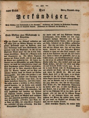 Der Verkündiger oder Zeitschrift für die Fortschritte und neuesten Beobachtungen, Entdeckungen und Erfindungen in den Künsten und Wissenschaften und für gegenseitige Unterhaltung Freitag 24. November 1809