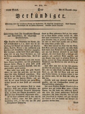 Der Verkündiger oder Zeitschrift für die Fortschritte und neuesten Beobachtungen, Entdeckungen und Erfindungen in den Künsten und Wissenschaften und für gegenseitige Unterhaltung Dienstag 26. Dezember 1809