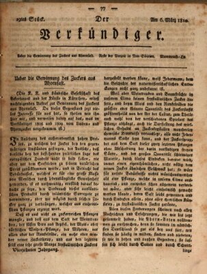 Der Verkündiger oder Zeitschrift für die Fortschritte und neuesten Beobachtungen, Entdeckungen und Erfindungen in den Künsten und Wissenschaften und für gegenseitige Unterhaltung Dienstag 6. März 1810