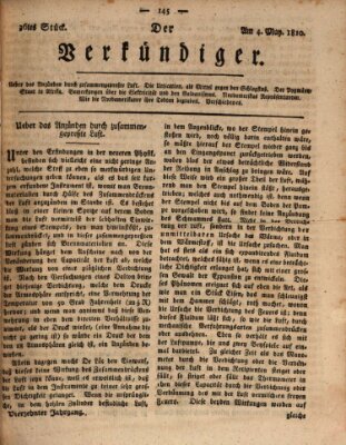 Der Verkündiger oder Zeitschrift für die Fortschritte und neuesten Beobachtungen, Entdeckungen und Erfindungen in den Künsten und Wissenschaften und für gegenseitige Unterhaltung Freitag 4. Mai 1810