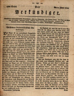 Der Verkündiger oder Zeitschrift für die Fortschritte und neuesten Beobachtungen, Entdeckungen und Erfindungen in den Künsten und Wissenschaften und für gegenseitige Unterhaltung Dienstag 19. Juni 1810